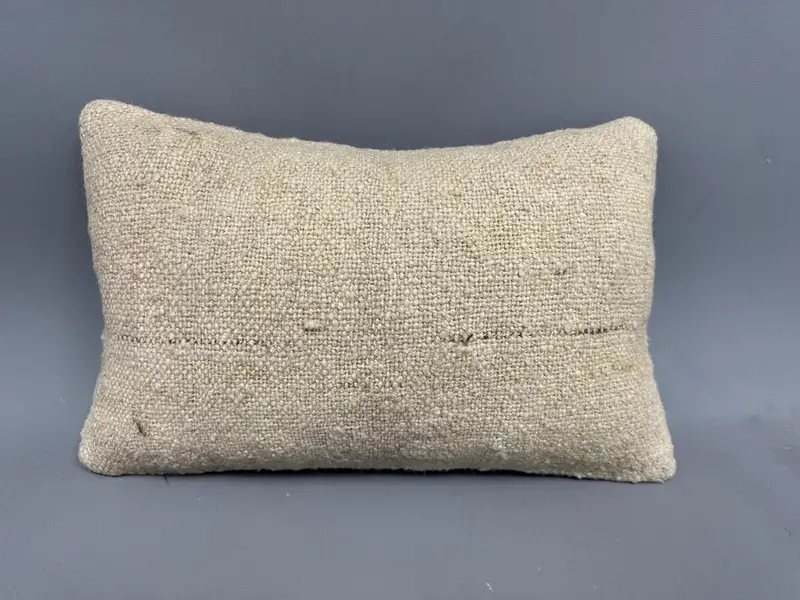 Neutral Pillow Case, Turkish Kilim Pillow, Ethnical Kilim Rug Pillow, Interior Designer Pillow, 12x20 Beige Cushion Case, Pillow Case - 4