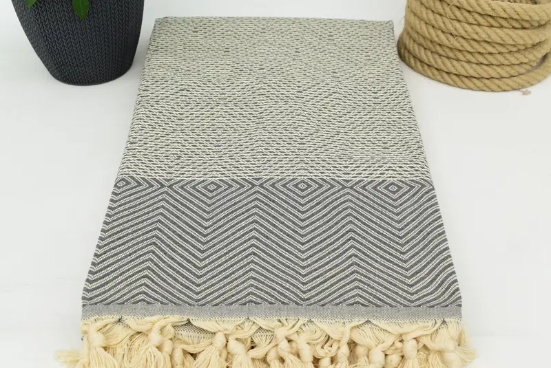 Throw Blanket Couch, Wedding Hand Made Gift, Christmas Gift, Housewarming Gift, Turkish Throw Blanket, 92x80 Cotton Diamond Towel, Custom Blanket - 6
