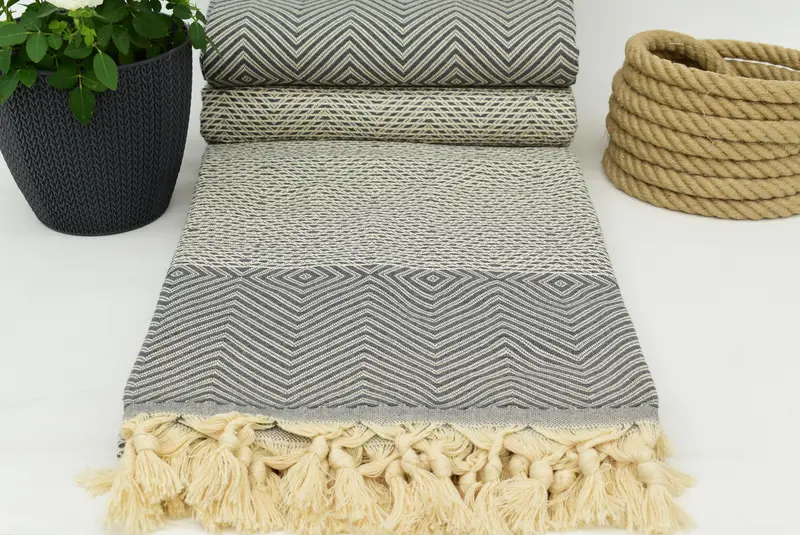 Throw Blanket Couch, Wedding Hand Made Gift, Christmas Gift, Housewarming Gift, Turkish Throw Blanket, 92x80 Cotton Diamond Towel, Custom Blanket - 7