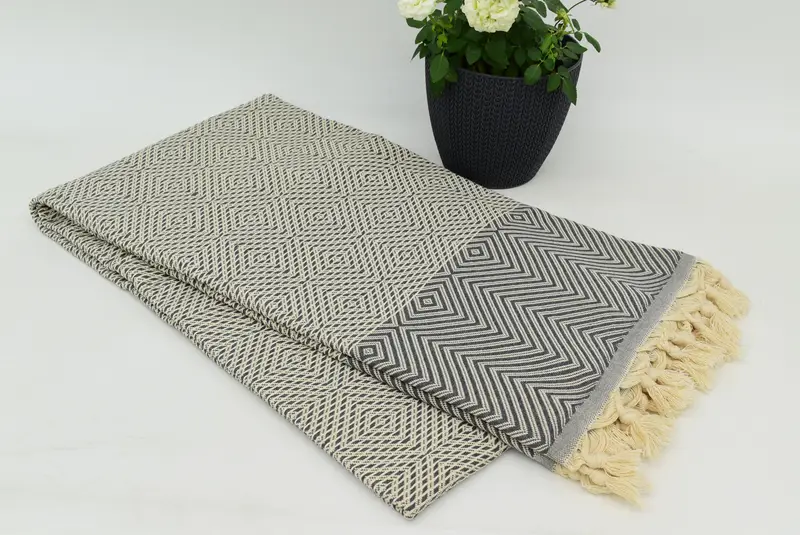 Throw Blanket Couch, Wedding Hand Made Gift, Christmas Gift, Housewarming Gift, Turkish Throw Blanket, 92x80 Cotton Diamond Towel, Custom Blanket - 3