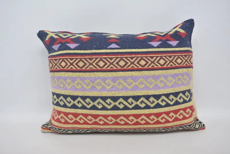 Pillow Sham, Floor Pillow Sham, Tribal Pillow Sham, 20x28 Blue Pillow Cover, Gift Pillow, Vintage Pillow, Kilim Cushion Sham - 1