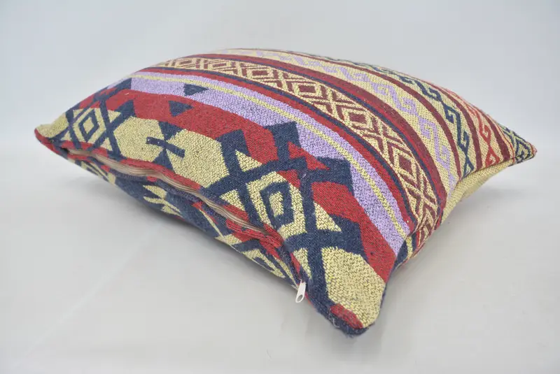 Pillow Sham, Floor Pillow Sham, Tribal Pillow Sham, 20x28 Blue Pillow Cover, Gift Pillow, Vintage Pillow, Kilim Cushion Sham - 6