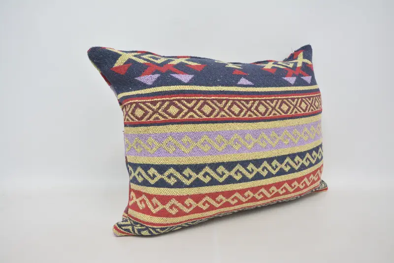 Pillow Sham, Floor Pillow Sham, Tribal Pillow Sham, 20x28 Blue Pillow Cover, Gift Pillow, Vintage Pillow, Kilim Cushion Sham - 3