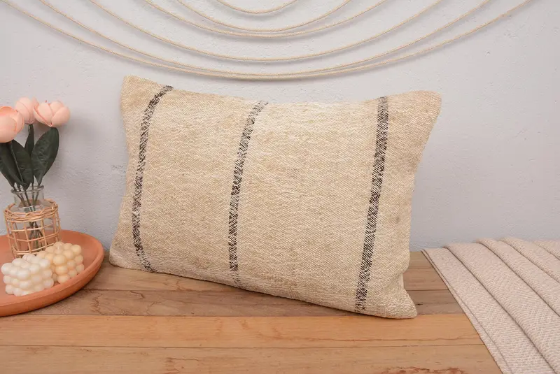 16x24 Beige Pillow, Turkish Kilim Pillow, Pet Cushion Case, Boho Pillow Sham Cover, Turkish Corner Pillow Case, Pillow Case, Pillow for Sofa - 4