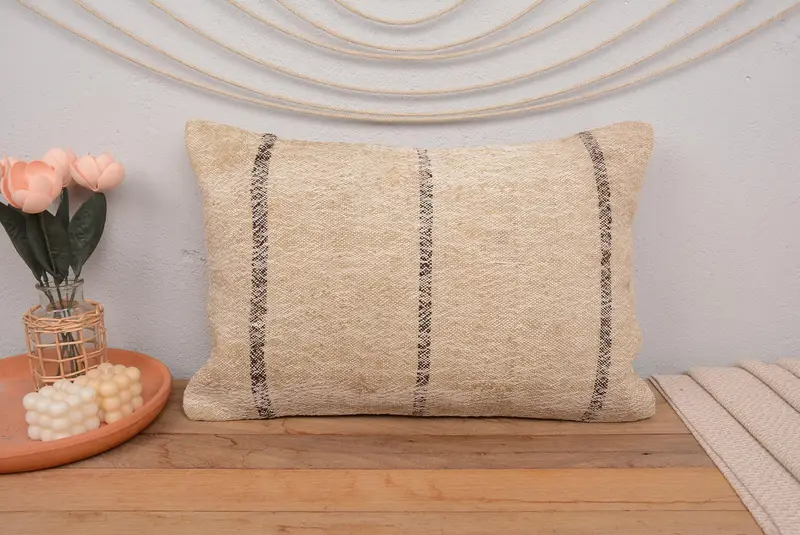 16x24 Beige Pillow, Turkish Kilim Pillow, Pet Cushion Case, Boho Pillow Sham Cover, Turkish Corner Pillow Case, Pillow Case, Pillow for Sofa - 2