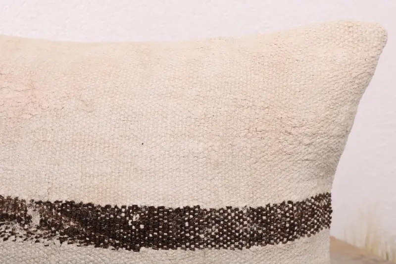 12x24 Beige Cushion Case, Turkish Pillow, Antique Pillows, Pillow, Sofa Bolster Cushion Cover, Wool Kilim Pillow Pillow Case, Pillow for Couch - 5