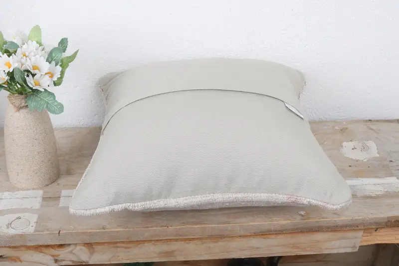 Vintage Kilim Throw Pillow, Ethnic Pillow, Kilim Cushion Sham, 14x14 White Pillow, Outdoor Patio Cushion, Cushion Case, Kilim Pillow - 7