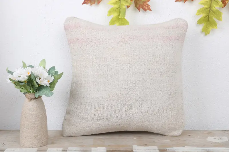 Vintage Kilim Throw Pillow, Ethnic Pillow, Kilim Cushion Sham, 14x14 White Pillow, Outdoor Patio Cushion, Cushion Case, Kilim Pillow - 2