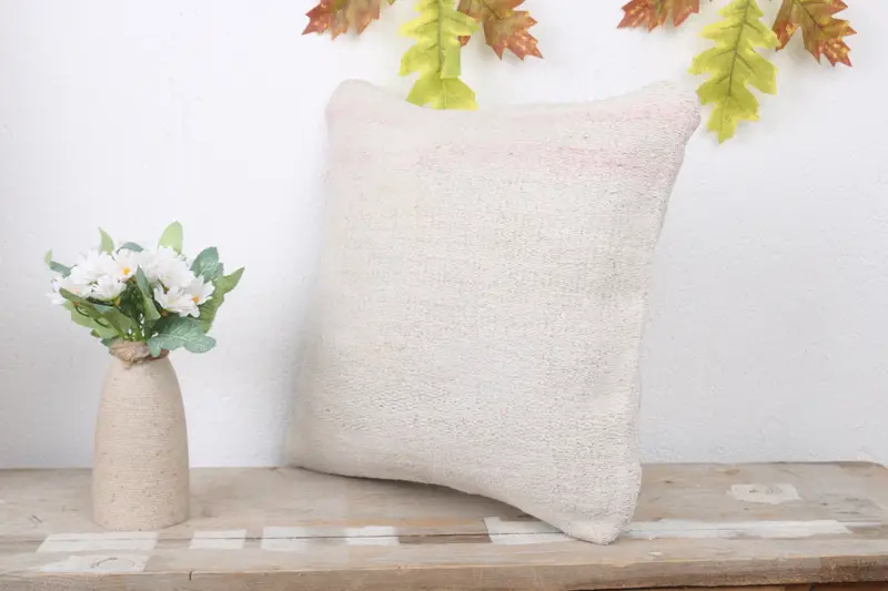 Vintage Kilim Throw Pillow, Ethnic Pillow, Kilim Cushion Sham, 14x14 White Pillow, Outdoor Patio Cushion, Cushion Case, Kilim Pillow - 4