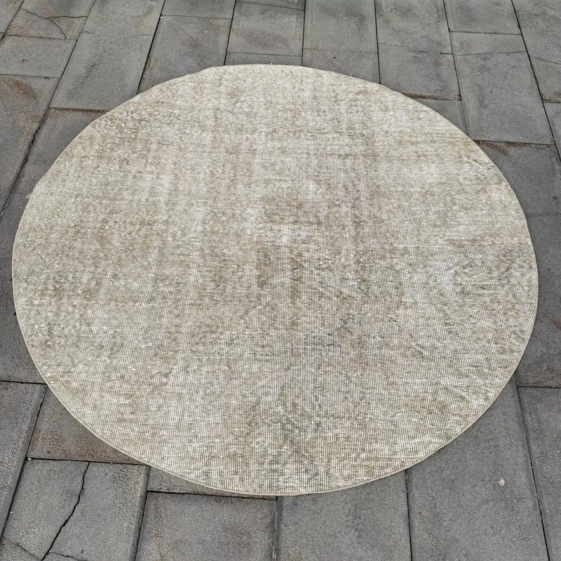 Elegant Beige & Purple Rug, 5,2x5,2 ft Chic Check Design