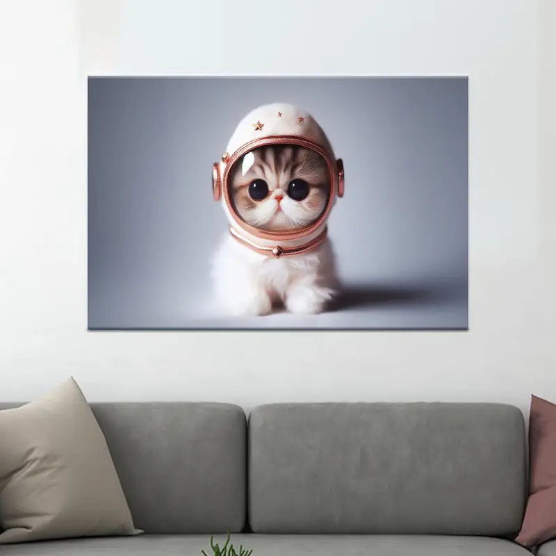 Astronaut Cat Canvas: Surrealist Art for Your Space
