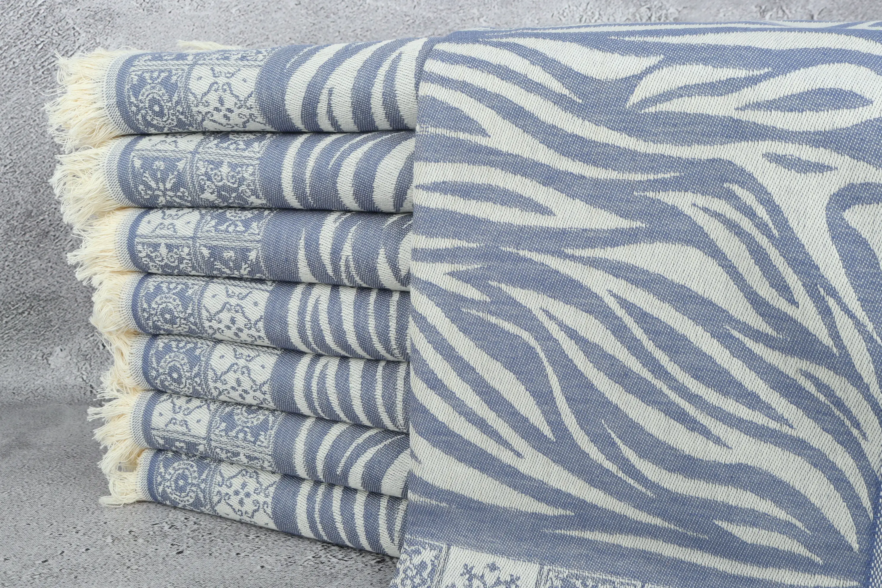Monogram Kitchen Towel Cotton Blue Striped, 20x28 Inches - 1