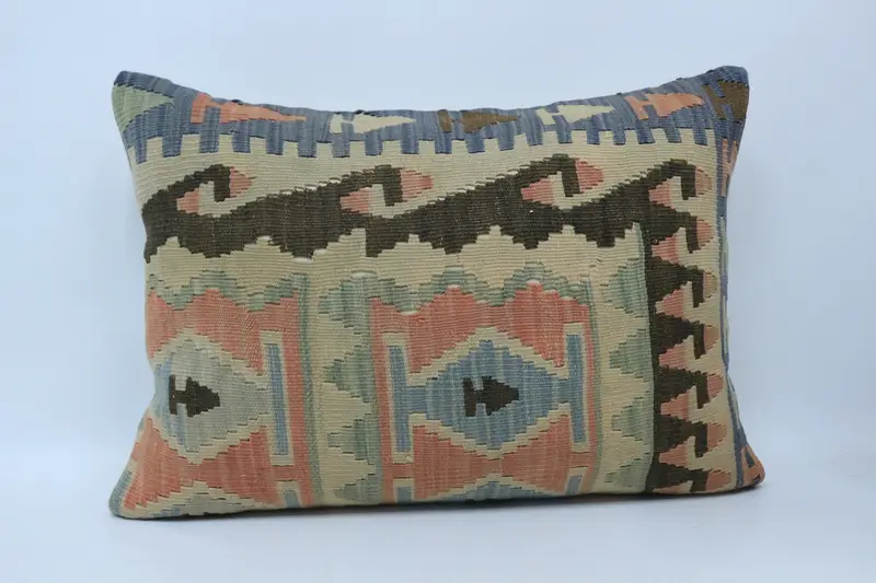 Pillow Case, 20x28 Beige Pillow Cover, Kilim Rug Pillow Case, Turkish Kilim Pillow, Patio Pillow Cover, Home Decor Pillow, Antique Pillows - 1