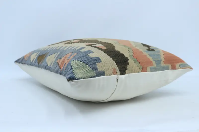 Pillow Case, 20x28 Beige Pillow Cover, Kilim Rug Pillow Case, Turkish Kilim Pillow, Patio Pillow Cover, Home Decor Pillow, Antique Pillows - 6