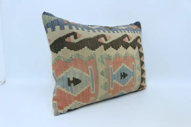 Pillow Case, 20x28 Beige Pillow Cover, Kilim Rug Pillow Case, Turkish Kilim Pillow, Patio Pillow Cover, Home Decor Pillow, Antique Pillows - 3