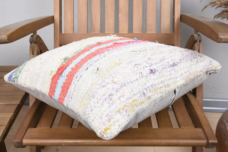 Vintage Kilim Throw Pillow, Neutral Pillow Case, Ethnical Kilim Rug Pillow, 18x18 Beige Pillow Cover, Kilim Cushion Sham, Pillow - 4