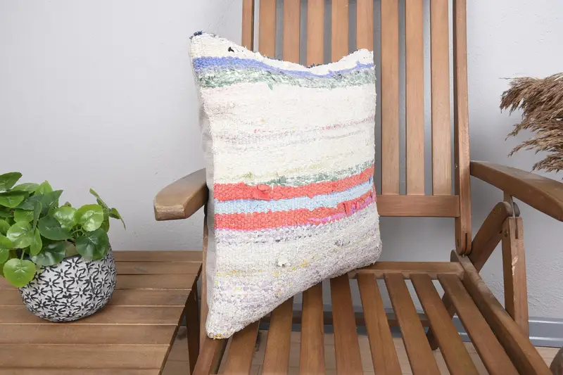 Vintage Kilim Throw Pillow, Neutral Pillow Case, Ethnical Kilim Rug Pillow, 18x18 Beige Pillow Cover, Kilim Cushion Sham, Pillow - 2