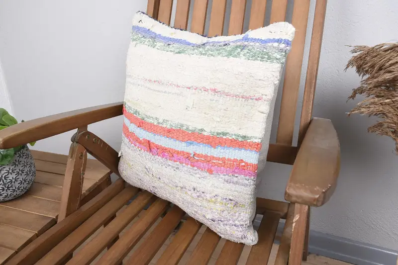 Vintage Kilim Throw Pillow, Neutral Pillow Case, Ethnical Kilim Rug Pillow, 18x18 Beige Pillow Cover, Kilim Cushion Sham, Pillow - 3