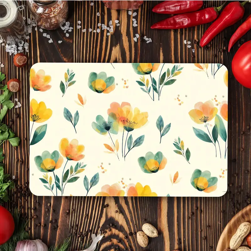 Çiçek Desenli Cam Kesme Tahtası, Temperli Güvenlik, Mutfağın Temeli