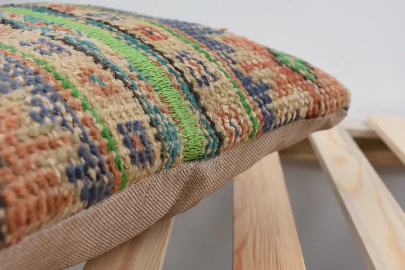 Handmade Kilim Cushion, Turkish Pillow, Anatolian Pillow Case, Antique Pillows, Handwoven Pillow, Pillow Cover, 14x14 Blue Pillow - 7