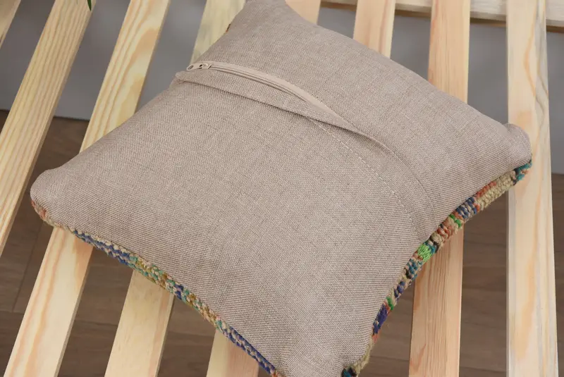 Handmade Kilim Cushion, Turkish Pillow, Anatolian Pillow Case, Antique Pillows, Handwoven Pillow, Pillow Cover, 14x14 Blue Pillow - 8