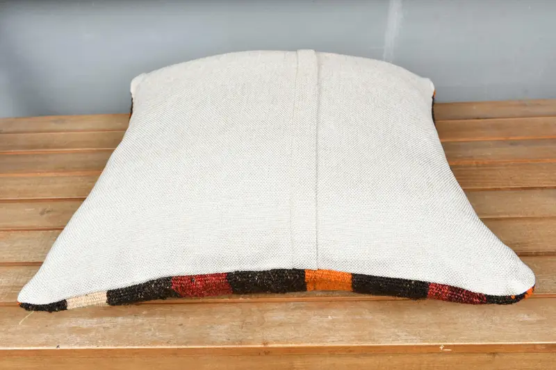 Turkish Pillow, Throw Kilim Pillow, Pillow Case, 18x18 Brown Pillow Sham, Pillow for Sofa, Square Throw Cushion Cover, Oriental Pillow Sham - 5