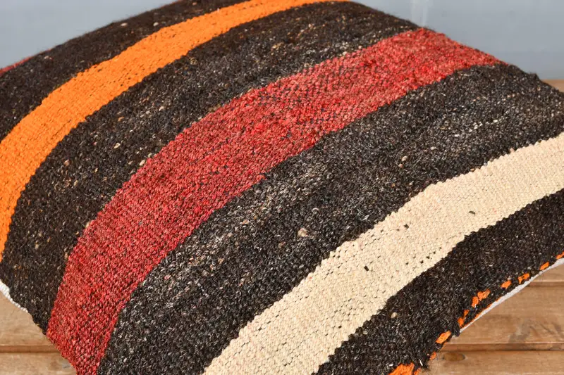 Turkish Pillow, Throw Kilim Pillow, Pillow Case, 18x18 Brown Pillow Sham, Pillow for Sofa, Square Throw Cushion Cover, Oriental Pillow Sham - 3