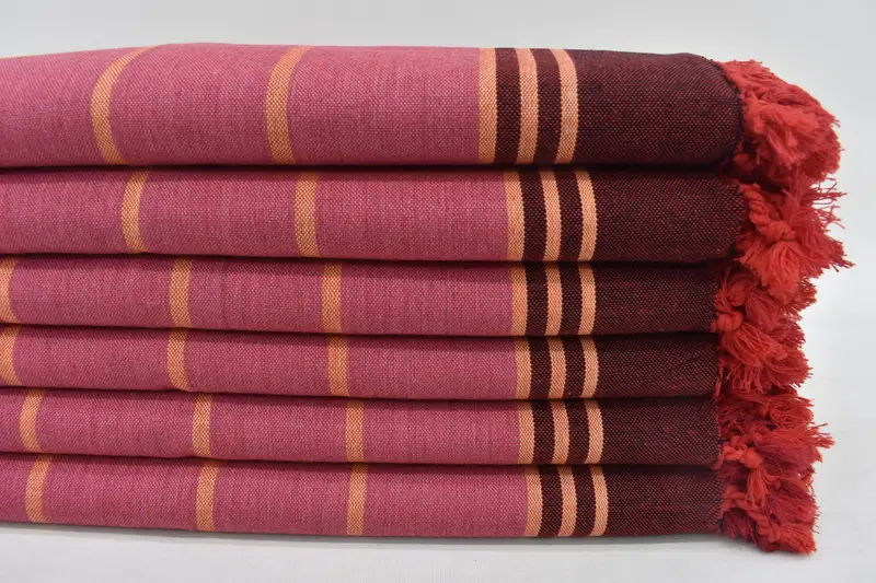 Custom Bath Towel Turkish Cotton Pink Stripes, 67x40 Inches