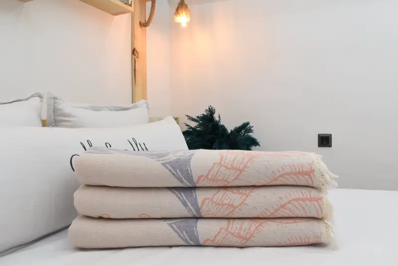 Embroidered Bedspread, Bedspread, Turkish Blanket, Woven Blanket, 88x64 Cotton Underwater Animals Design Towel, Wedding Hand Made Gift - 1