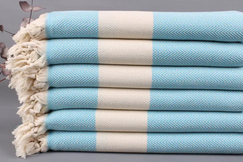 Beach Towel Chevron Turquoise Monogrammed Turkish Cotton, 40x71 Inches