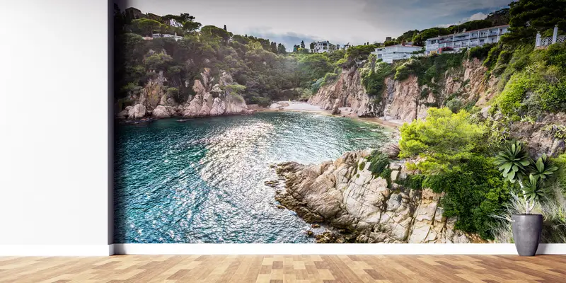 Baskılı Duvar Kağıdı: Costa Brava İspanya'nın Yeşil ve Mavi Doğası