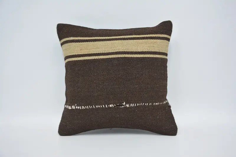 14x14 Brown Cushion, Home Decor Pillow, Kilim Pillow, Outdoor Cushion Case, Turkish Kilim Pillow, Pillow, Aztec Pillow Sham, One Of A Kind Pillow - 1