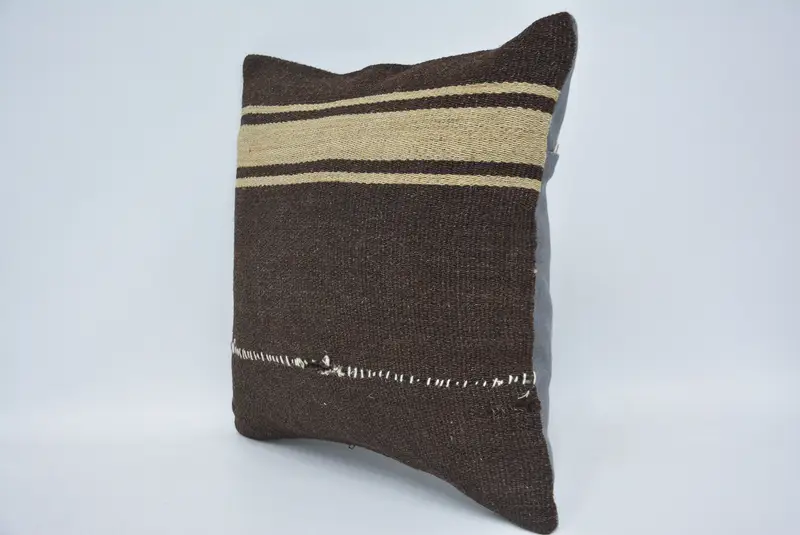 14x14 Brown Cushion, Home Decor Pillow, Kilim Pillow, Outdoor Cushion Case, Turkish Kilim Pillow, Pillow, Aztec Pillow Sham, One Of A Kind Pillow - 4