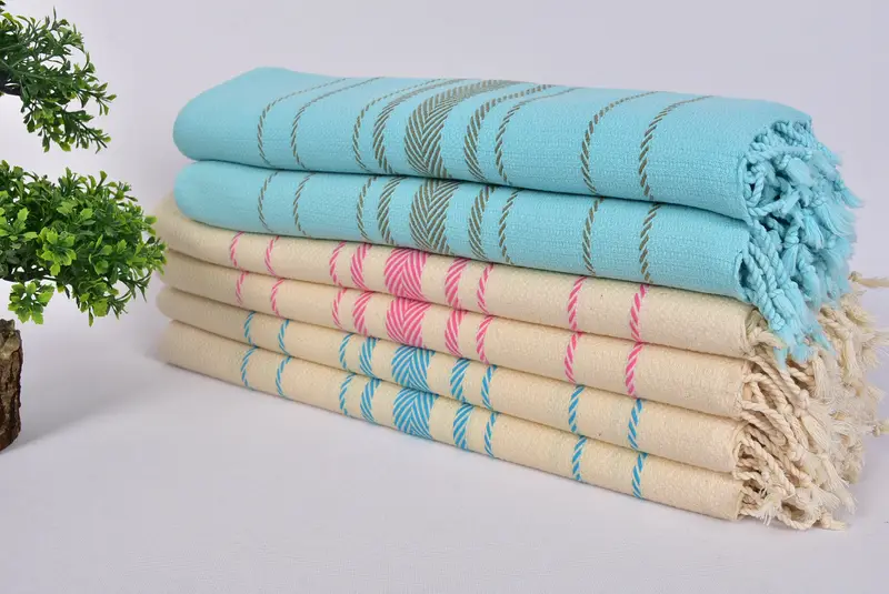 70x40 Cotton Striped Towel, Gift For Best Friend, Peshtemal Towel, Turkish Towel Beach, Embroidered Towel, Beach Bachelorette Party Decorations - 3