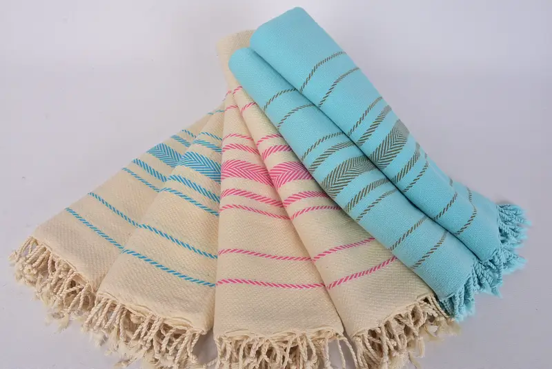 70x40 Cotton Striped Towel, Gift For Best Friend, Peshtemal Towel, Turkish Towel Beach, Embroidered Towel, Beach Bachelorette Party Decorations - 4