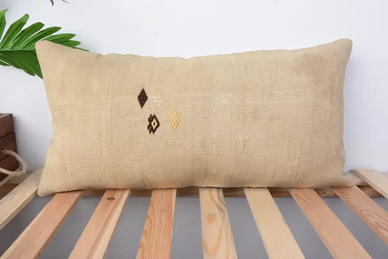 Gift Pillow, 12x24 Beige Pillow Cover, Muted Pillow Cover, Pillow Sham, Turkish Kilim Pillow, Home Decor Pillow, Living Room Throw Cushion Case - 1