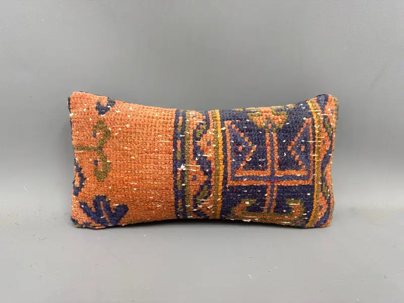 8x16 Orange Cushion Cover, Turkish Kilim Pillow, Cushion Cover, Turkish Pillow, Vintage Kilim Throw Pillow, Bench Pillow Cover - 4