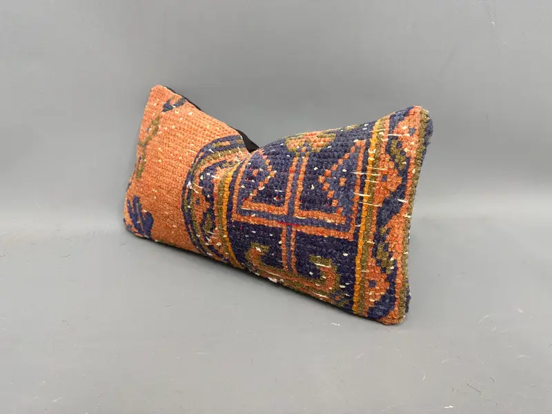 8x16 Orange Cushion Cover, Turkish Kilim Pillow, Cushion Cover, Turkish Pillow, Vintage Kilim Throw Pillow, Bench Pillow Cover - 3