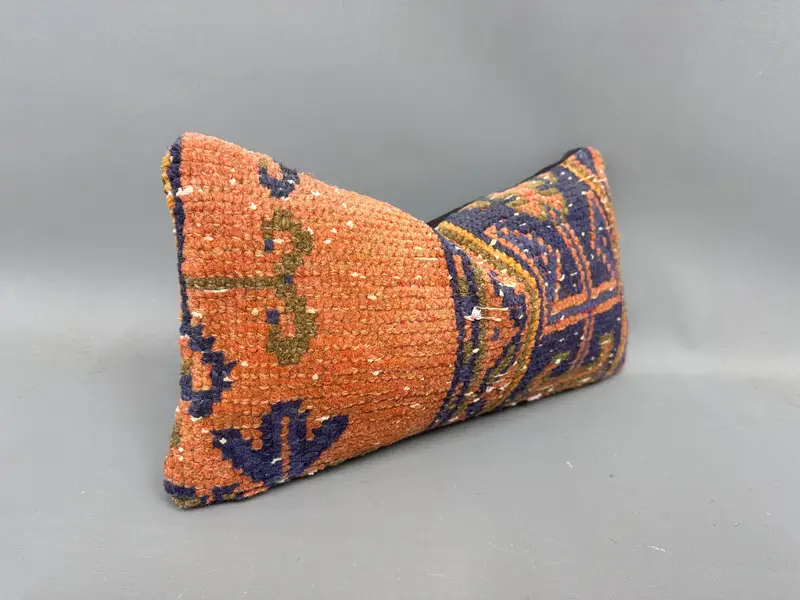 8x16 Orange Cushion Cover, Turkish Kilim Pillow, Cushion Cover, Turkish Pillow, Vintage Kilim Throw Pillow, Bench Pillow Cover - 2