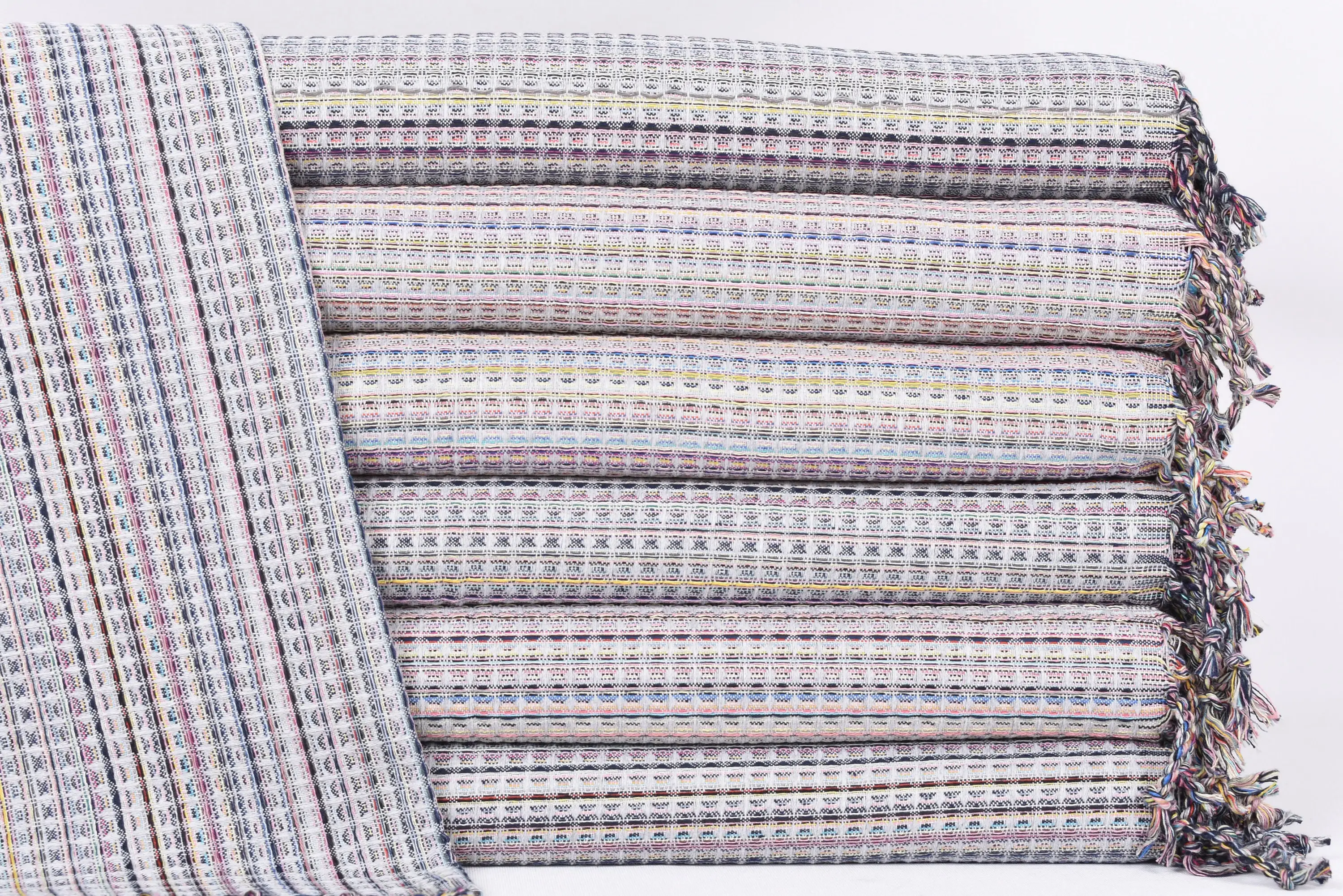 Personalized Hand Towel Organic Cotton Light Gray Geometric, 38x18 Inches - 1