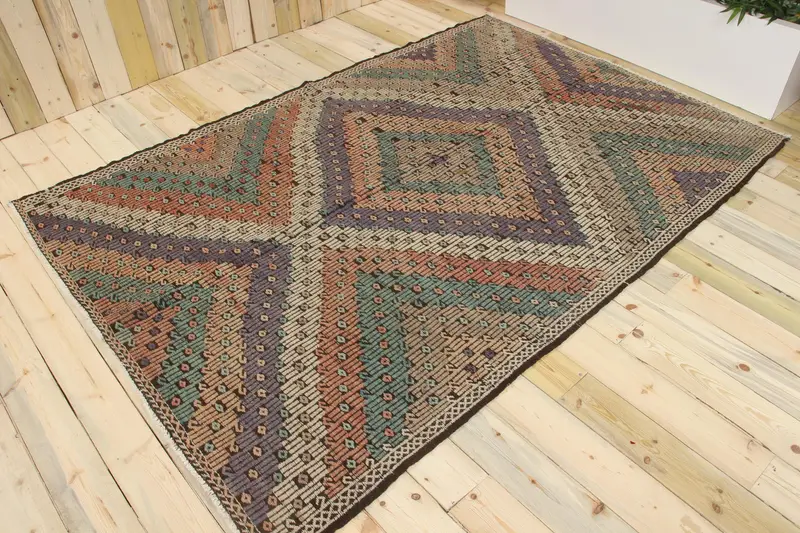 6x8.5 ft Halı, Türk Vintage Halısı, Mavi Oushak Yün Halı - 1