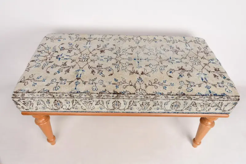 モジュール式ベージュ&ブラウンキリム風オットマン、ソファセット