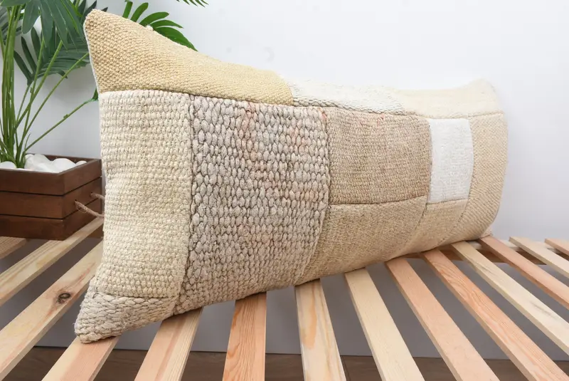 16x36 White Pillow Sham, Pillow Case, Antique Pillows, Ethnical Kilim Rug Pillow, Handmade Kilim Cushion, Designer Throw Pillow - 4