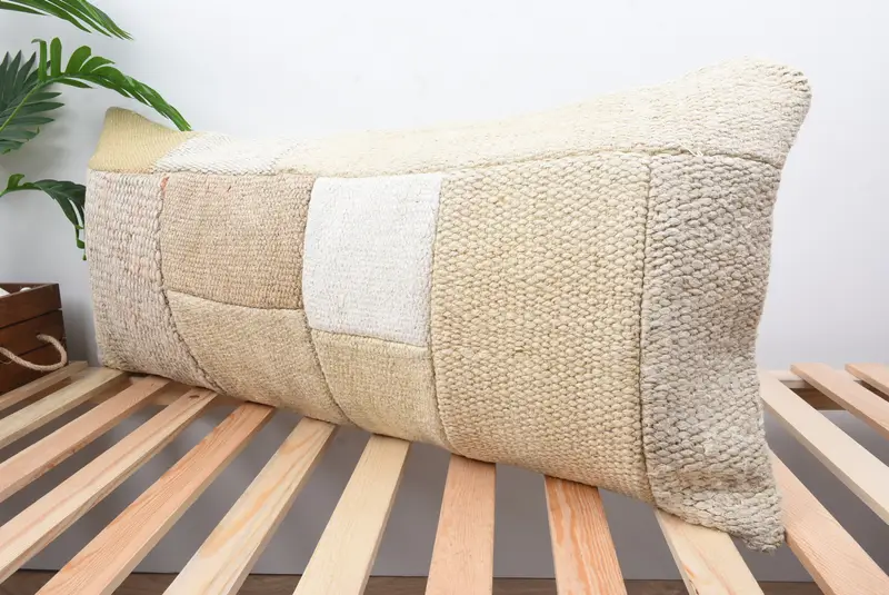16x36 White Pillow Sham, Pillow Case, Antique Pillows, Ethnical Kilim Rug Pillow, Handmade Kilim Cushion, Designer Throw Pillow - 5