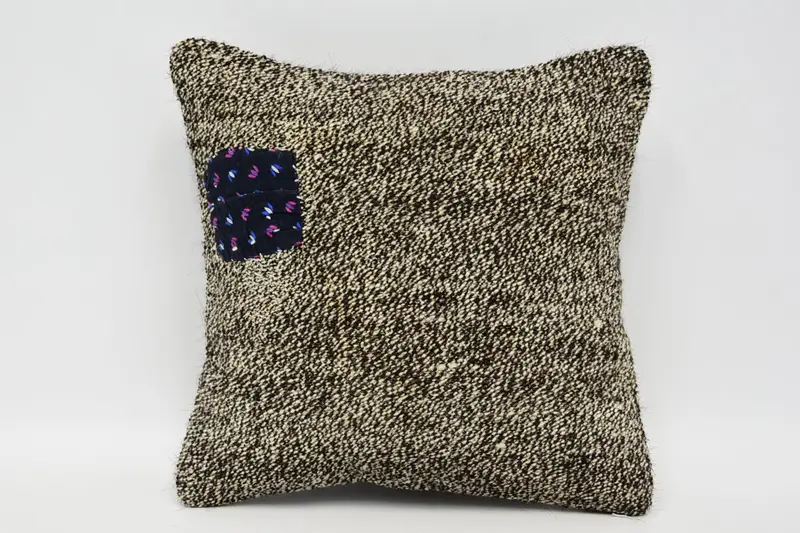 Turkish Beige Small Square Euro Sham, Plaid Antique 12x12 inch Pillow Case - 1