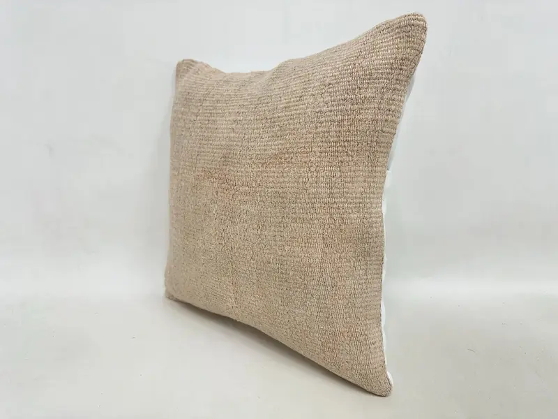 Luxury Pillow Cover, Home Decor Pillow, Comfy Throw Cushion Case, 16x16 Beige Cushion, Pillow Cover, Pillow for Couch, Throw Kilim Pillow - 4