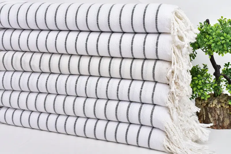 Peshtemal Towel, Eco-Friendly Turkish Towel, Turkish beach towel, 70x40 Cotton Striped Towel, Quick-Dry Beach Towel, Wedding Favors, Employee Gifts - 5