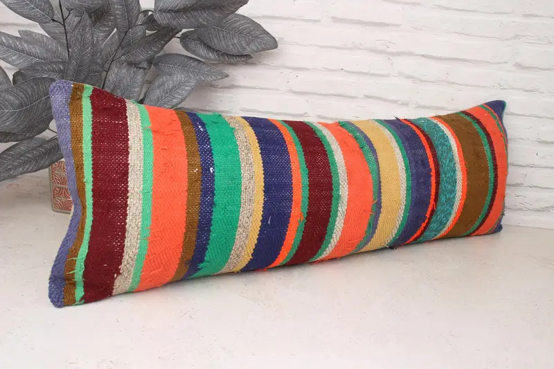 Boho Pillow, Cushion, Vintage Pillow, Boho Pillow Sham Cover, Ethnic Throw Cushion, Armchair Cushion Cover, 12x36 Green Pillow Case - 3