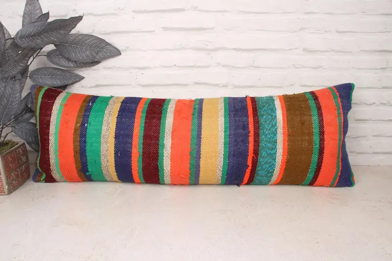 Boho Pillow, Cushion, Vintage Pillow, Boho Pillow Sham Cover, Ethnic Throw Cushion, Armchair Cushion Cover, 12x36 Green Pillow Case - 1