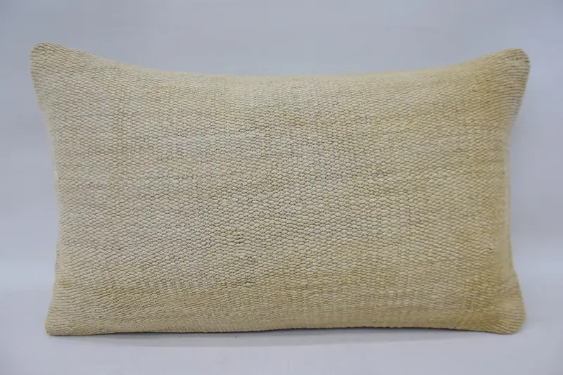 Throw Kilim Pillow, Cushion Cover, Decorative Bolster Cushion Cover, Antique Pillows, 12x20 Beige Cushion, Pillow for Sofa - 4
